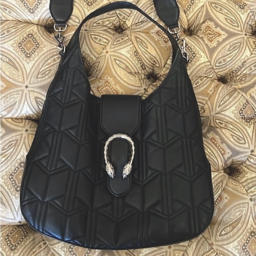 Gucci Dionysus Black Quilted Matellasse Hobo Bag with Detachable Web Strap